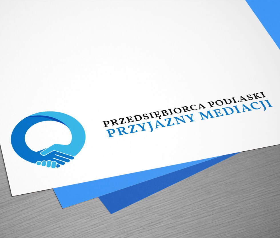 Przedsiębiorca Podlaski Przyjazny Mediacji Identyfikacja wizualna przygotowana z okazji konkursu dla przedsiębiorców organizowanego przez Izbę Przemysłowo – Handlową