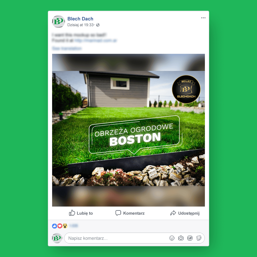 Grafika przedstawia kampanie social media dla Blech Dach.