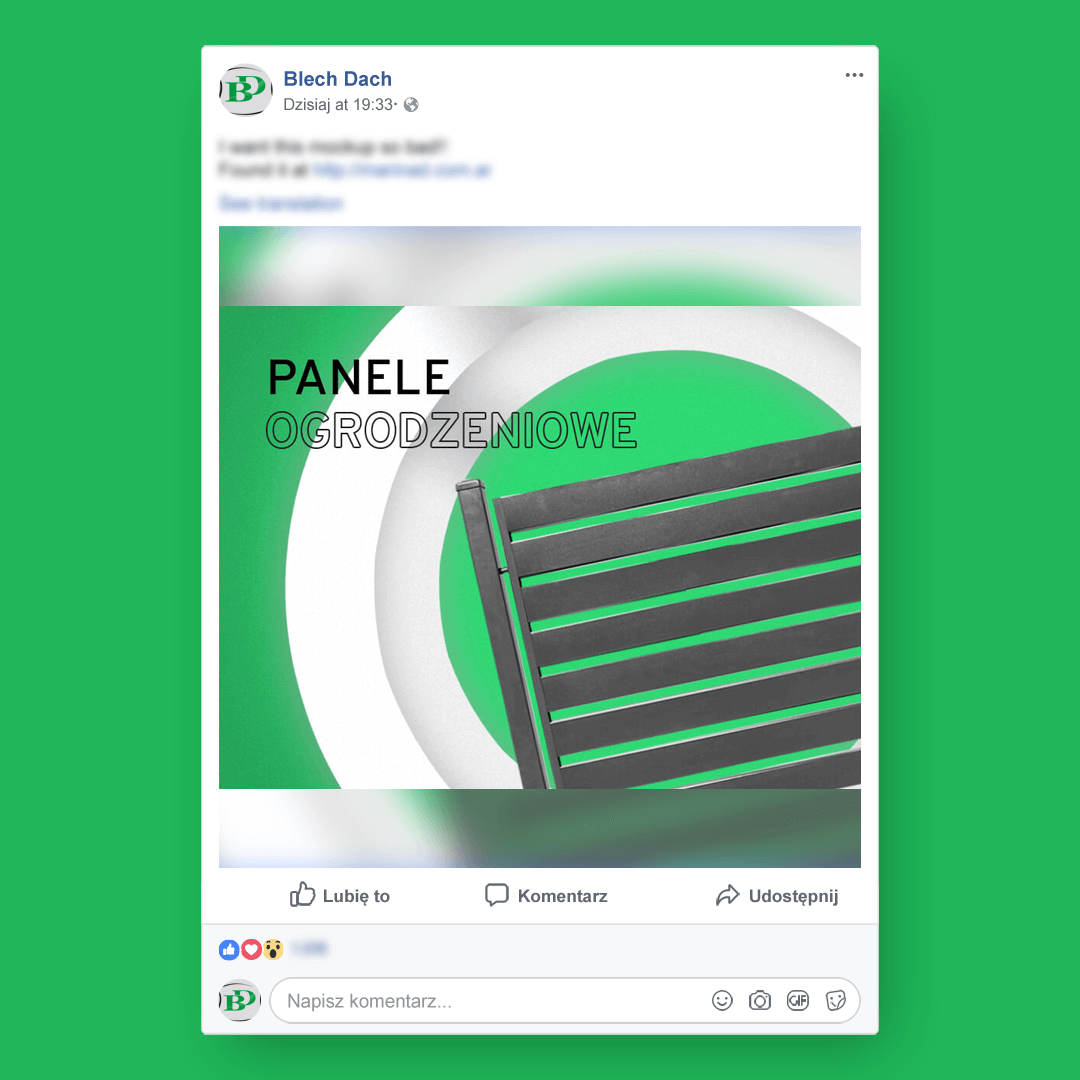 Grafika przedstawia kampanie social media dla Blech Dach.