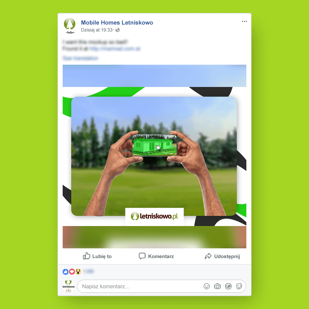 Grafika przedstawia kampanie social media dla Mobil Homes Letniskowo