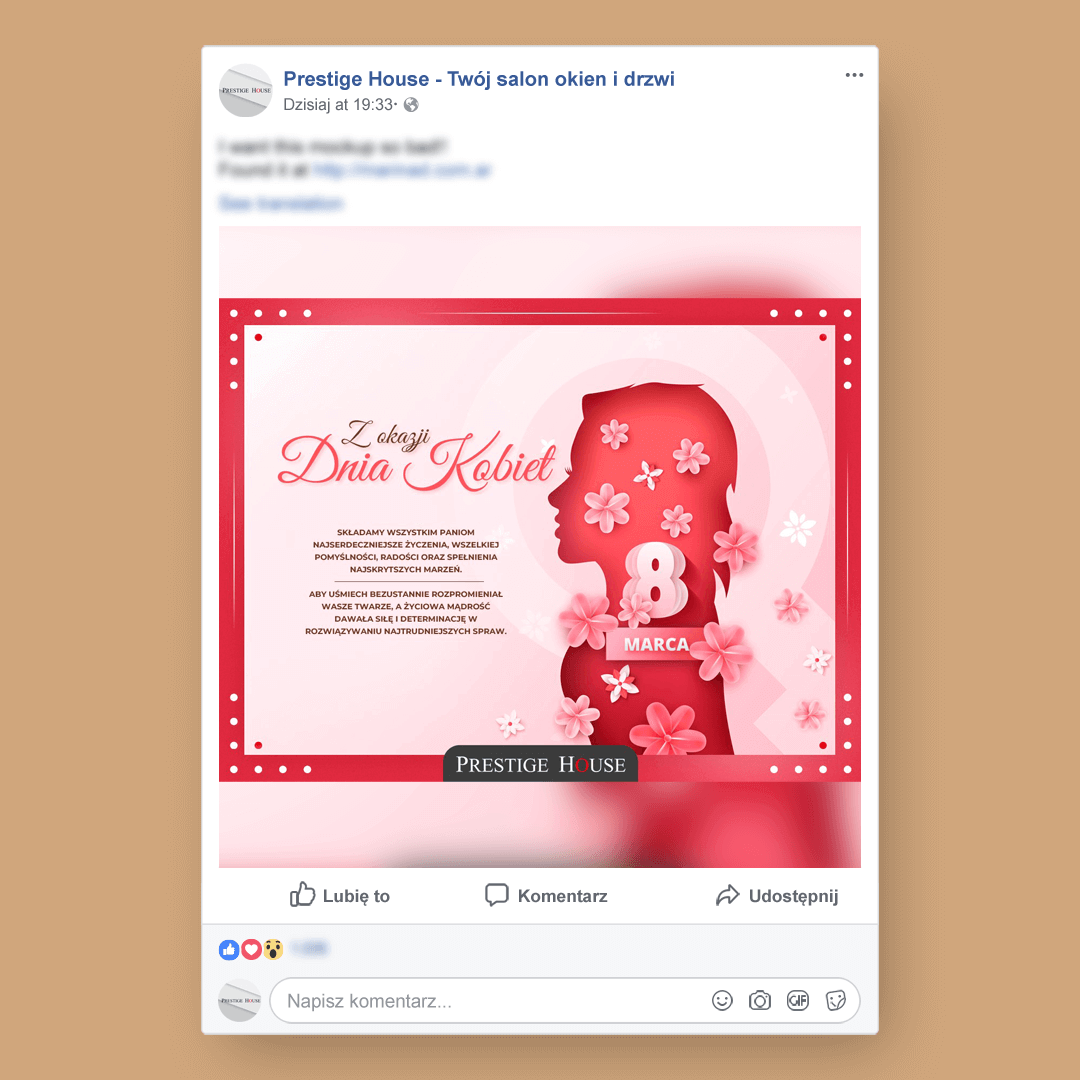 Grafika przedstawia kampanie social media dla Prestige House.